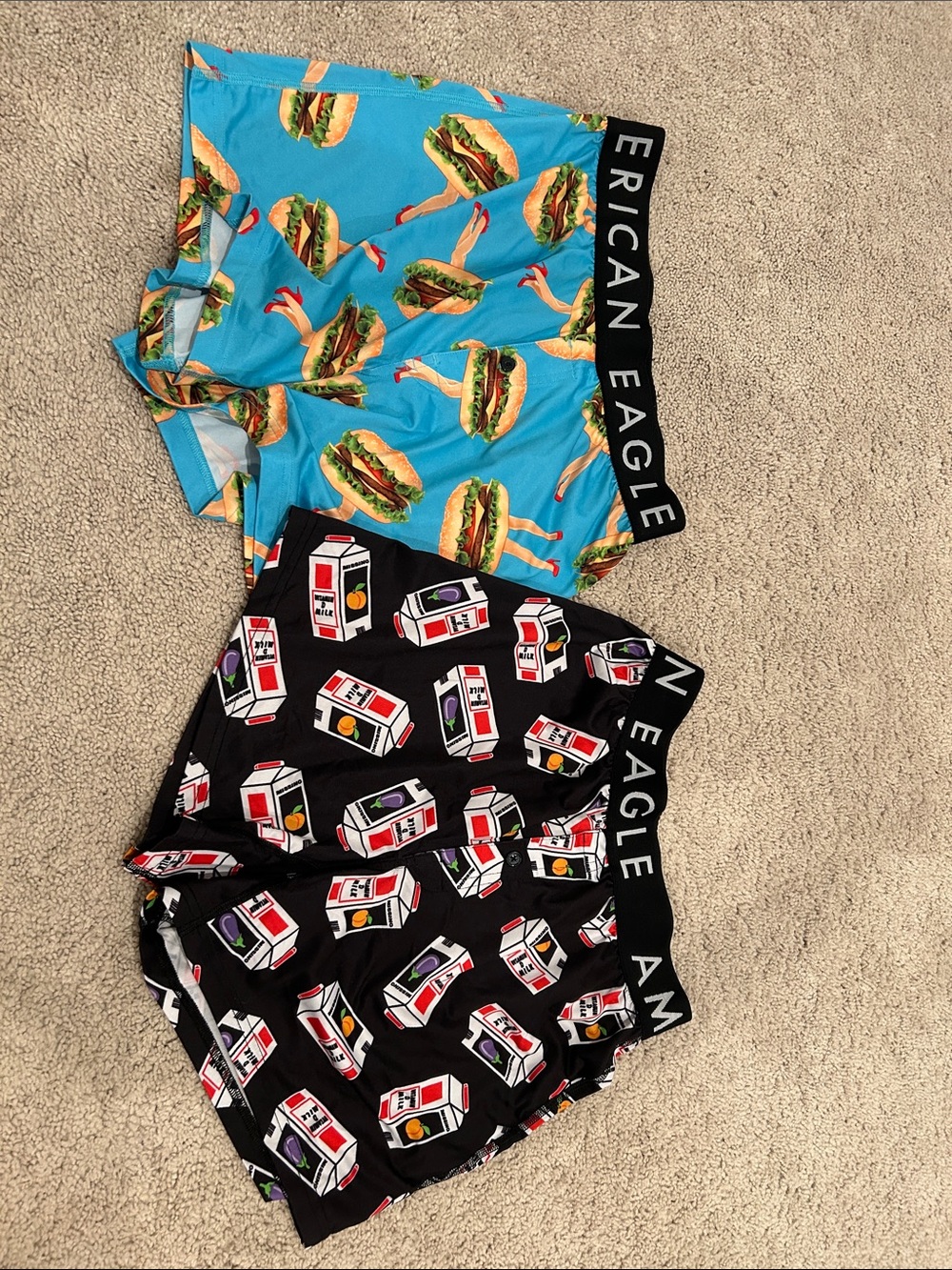 American Eagle Outfitters Men’s Boxer Briefs - Blue & Black with Print
